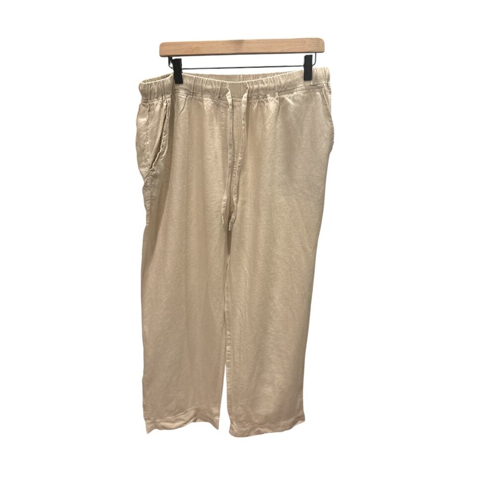 Parachute 100% Linen Pants XL Beige Wide Leg Elastic Waist Portugal - Picture 2 of 9